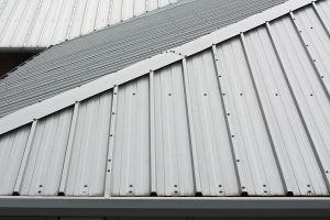 Close up view of metal roofing